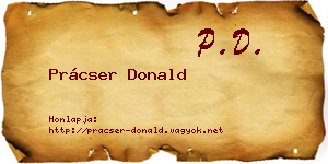 Prácser Donald névjegykártya